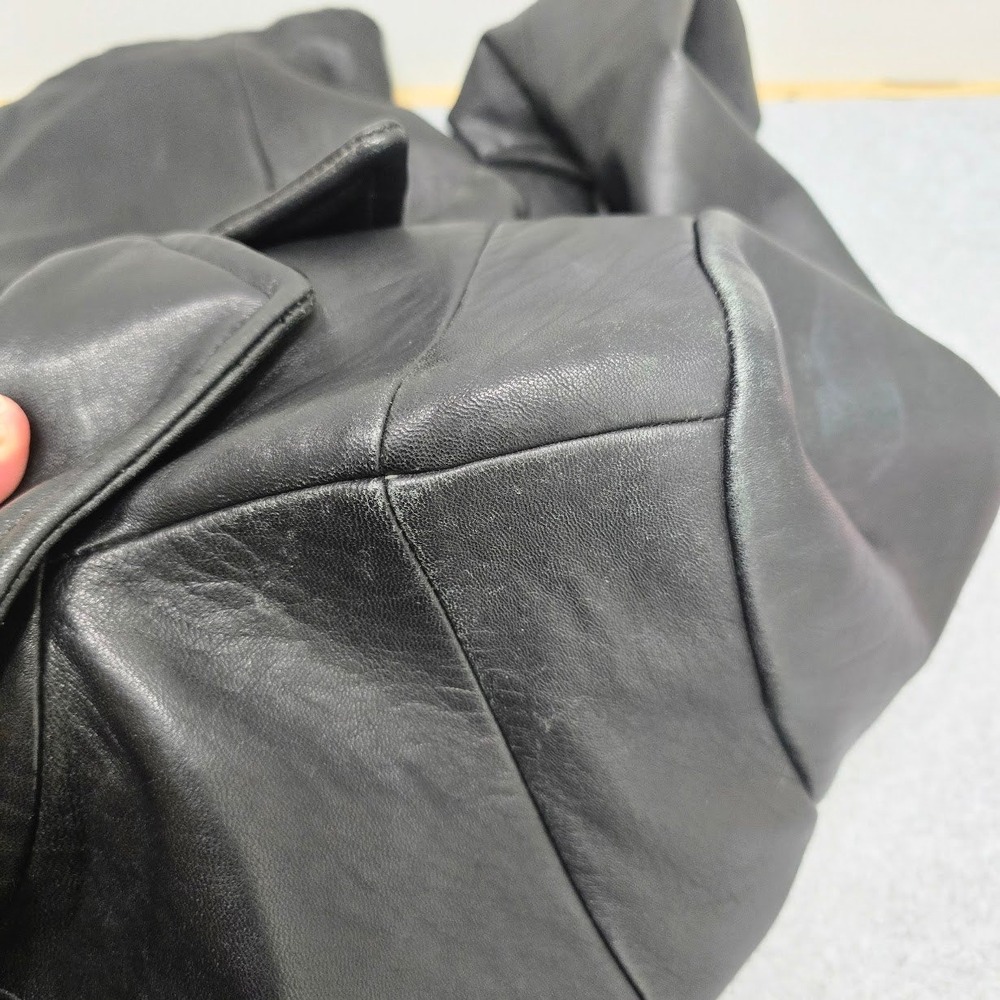 Vintage 90s Leather Jacket Coat Women's L Black Alt Grunge Goth Classic Matrix - Picture 6 of 16